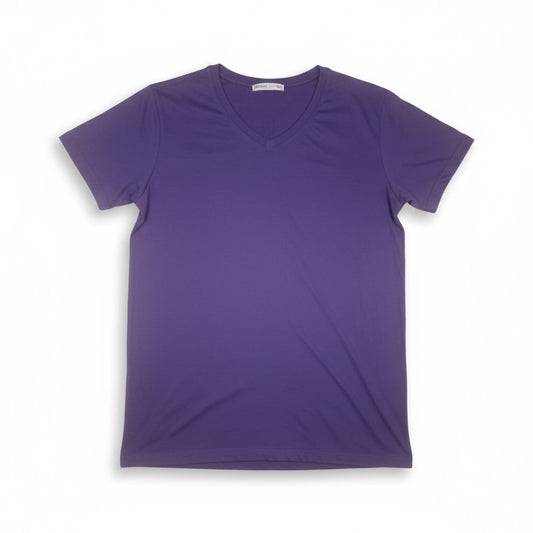 T-shirt violet à col V – coupe féminine et tissu doux