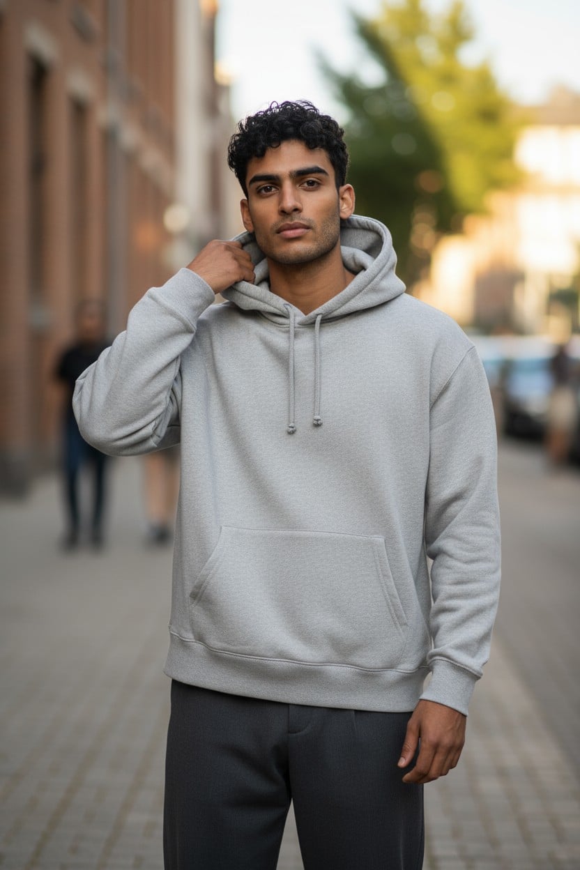 Sweat à capuche gris unisexe – confort et style minimaliste