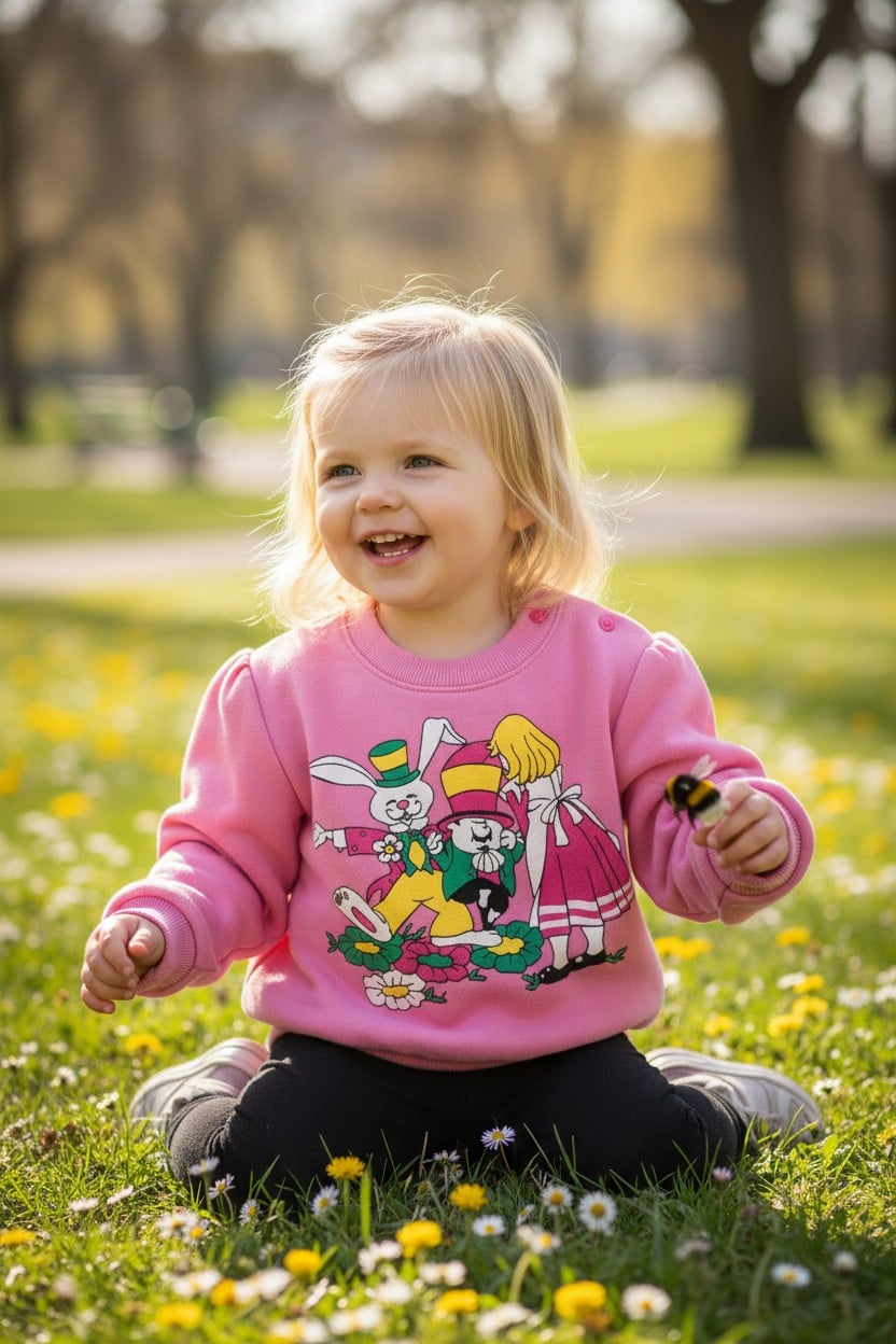 Sweat bébé rose à motif lapin – chaud, doux et adorable