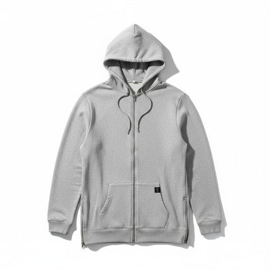 Sweat à capuche zippé gris – confort urbain et style minimaliste