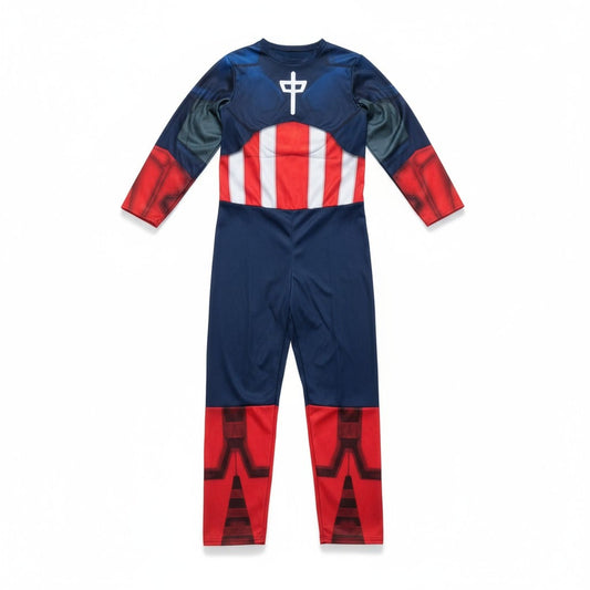 Déguisement enfant super-héros – combinaison rouge, blanche et bleue