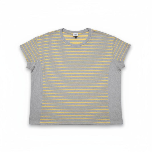 T-shirt rayé gris et jaune – Confort doux et style casual