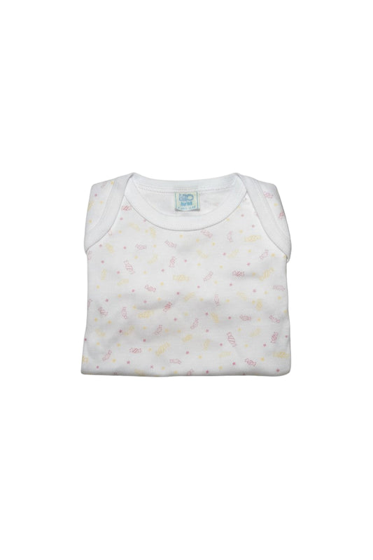 Body bébé blanc à motifs friandises – Manches courtes