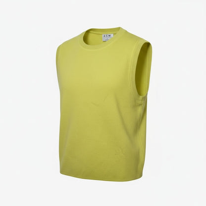 Débardeur court sans manches vert citron – Style minimaliste moderne