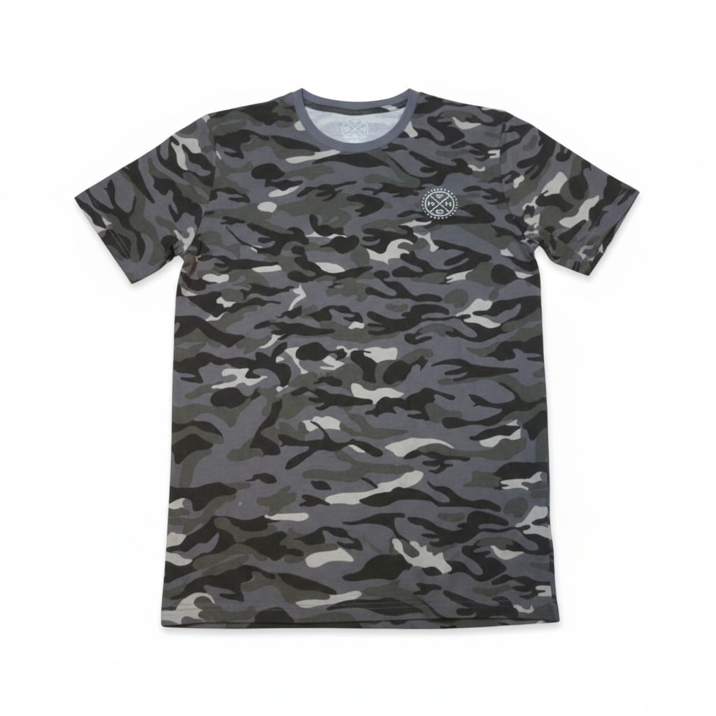 T-shirt camouflage gris pour homme – style urbain et décontracté