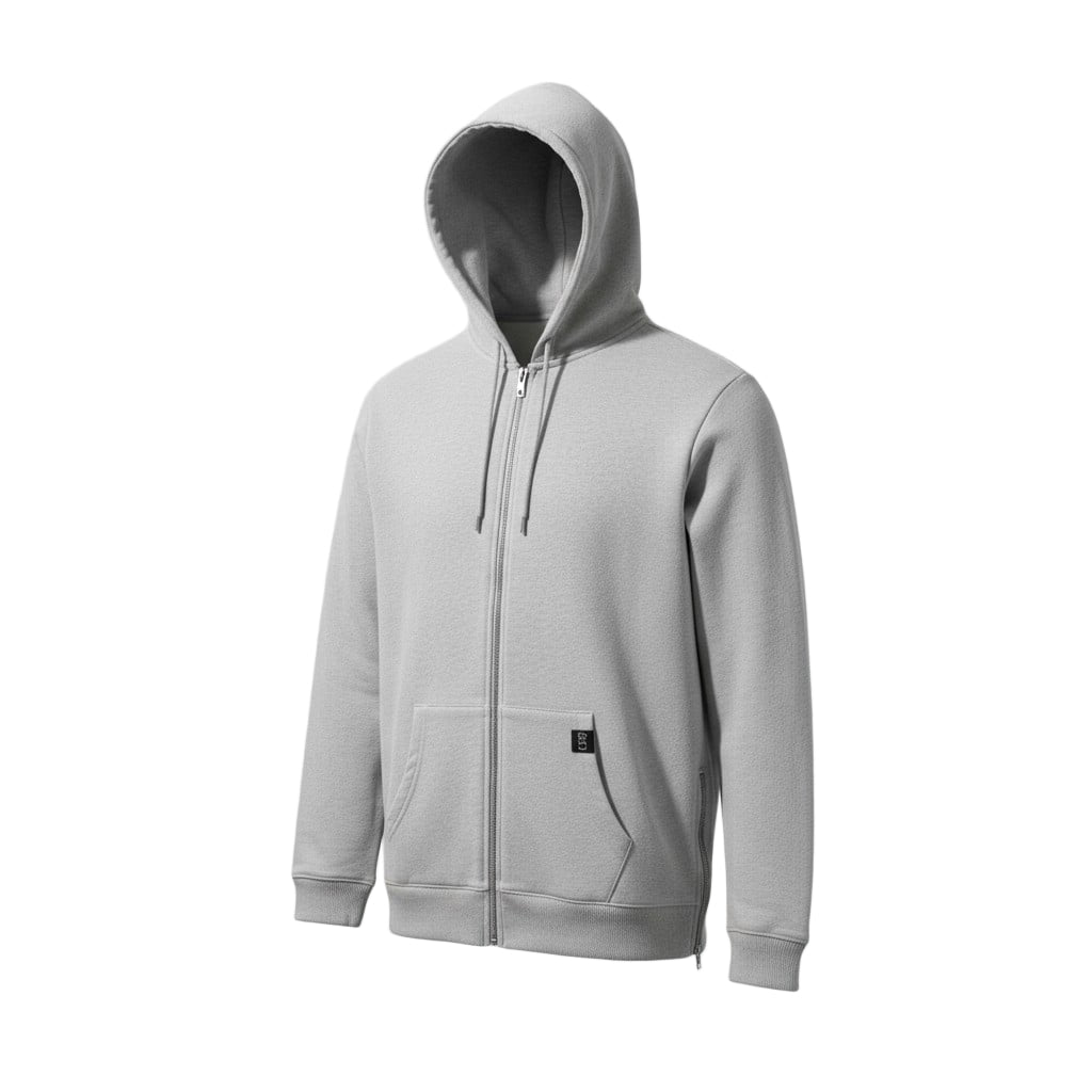 Sweat à capuche zippé gris – confort urbain et style minimaliste