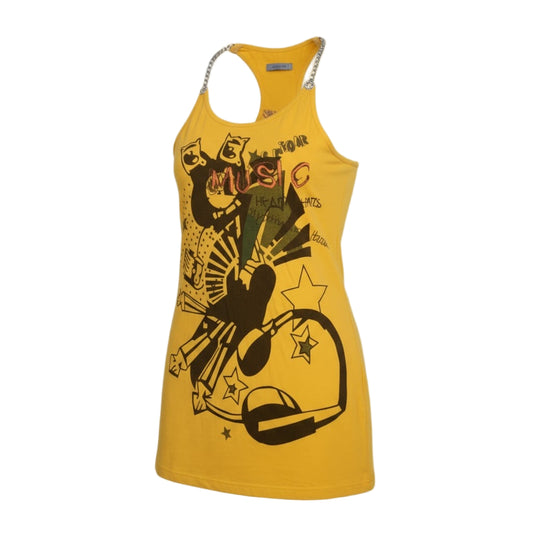 Débardeur jaune “Music” à motif graphique – style street et fun