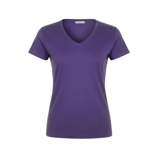 T-shirt violet à col V – coupe féminine et tissu doux