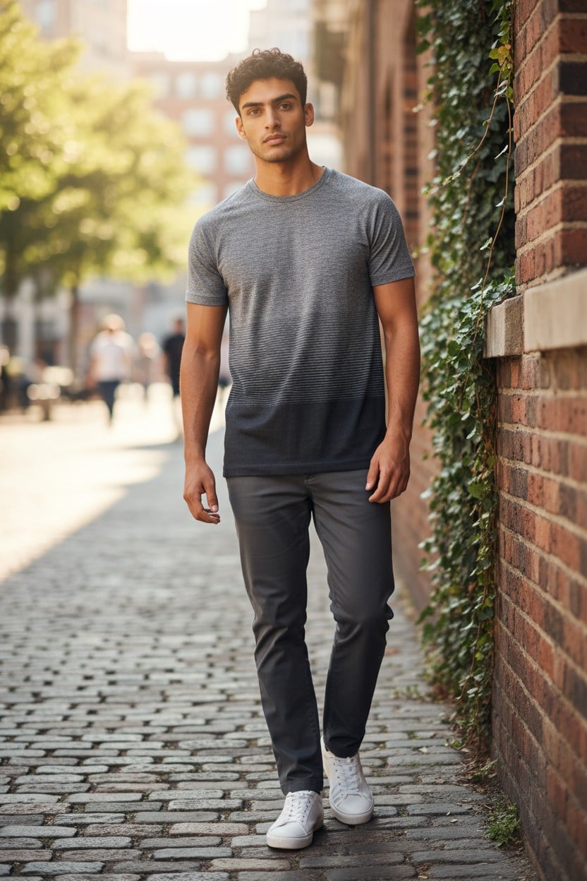 T-shirt gris dégradé homme – look moderne et matière respirante