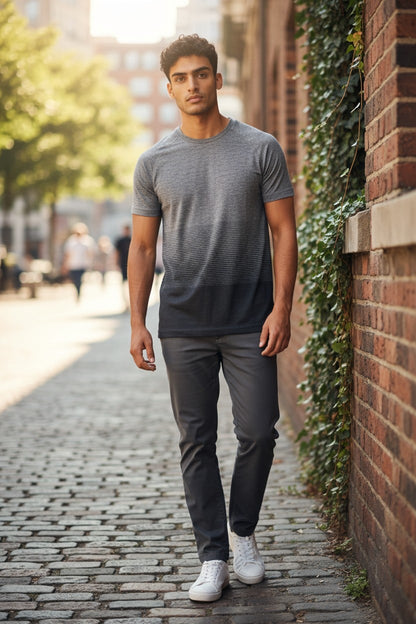 T-shirt gris dégradé homme – look moderne et matière respirante