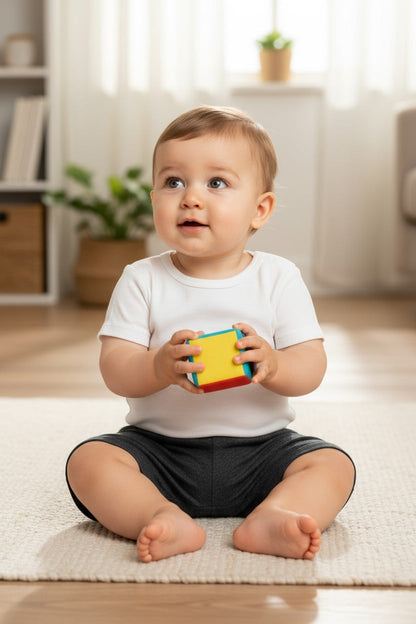 Short bébé gris anthracite – doux, extensible et confortable