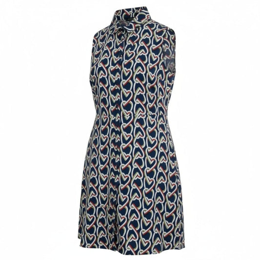 Robe sans manches à imprimé cœurs – coupe évasée et col chemise