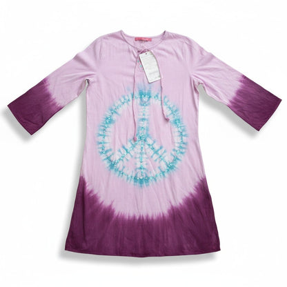 Robe tie-dye violette et rose – motif Peace and Love