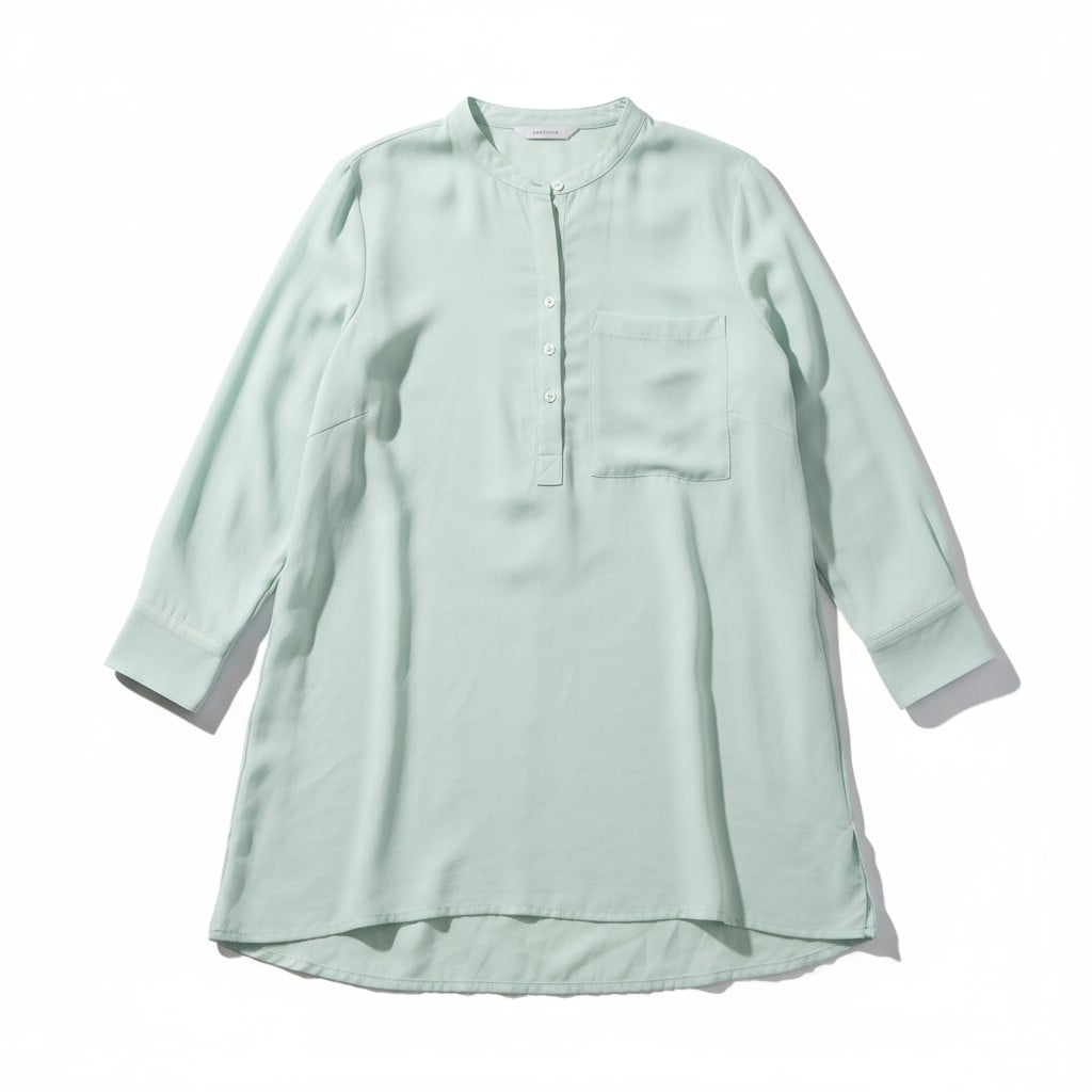 Chemise tunique vert menthe – coupe ample et col mao