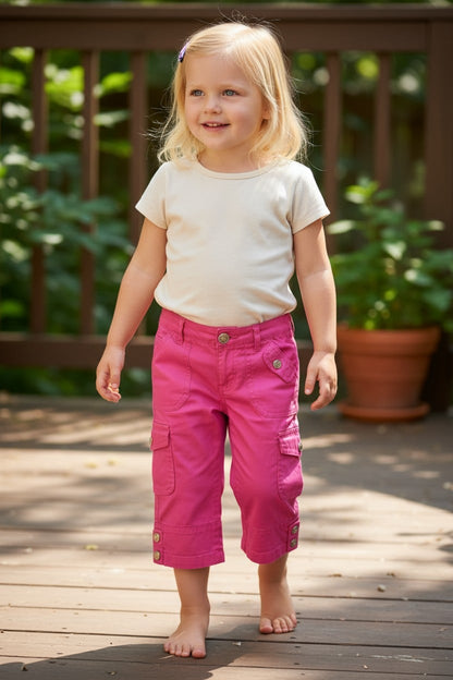 Pantalon cargo 3/4 rose foncé pour enfant – Style casual et pratique
