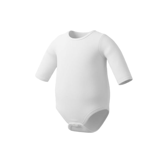 Body bébé blanc à manches longues – coton doux, basique essentiel
