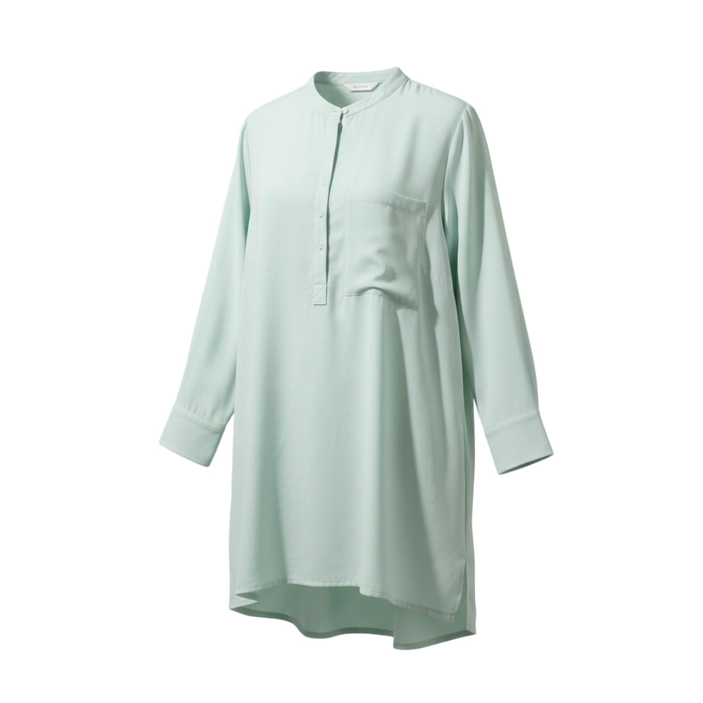 Chemise tunique vert menthe – coupe ample et col mao