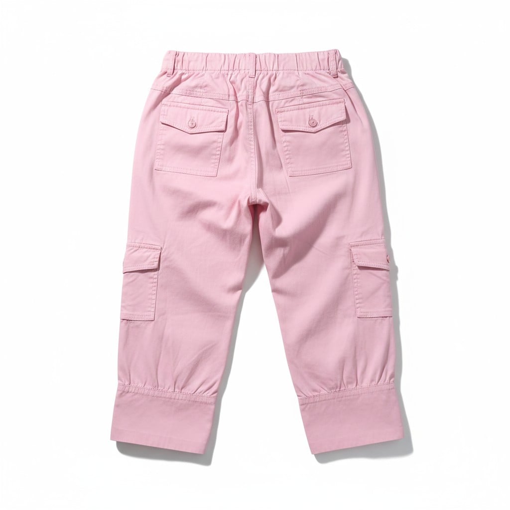 Pantalon cargo 3/4 rose clair pour enfant – Style casual et pratique