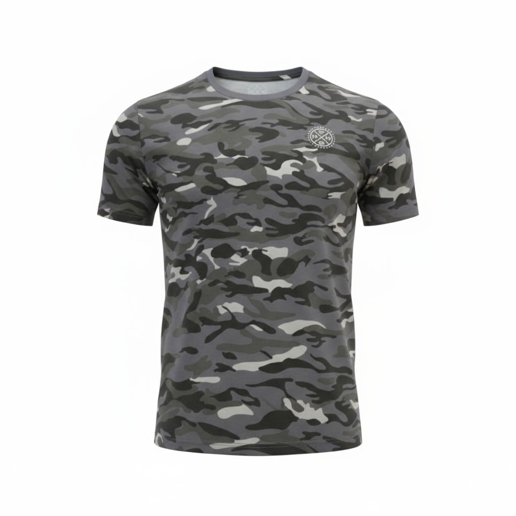 T-shirt camouflage gris pour homme – style urbain et décontracté