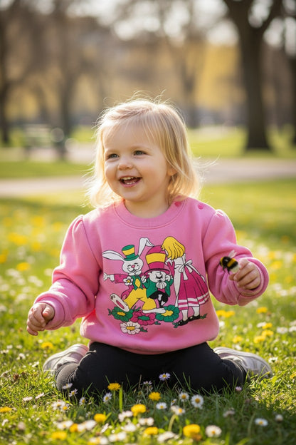 Sweat bébé rose à motif lapin – chaud, doux et adorable