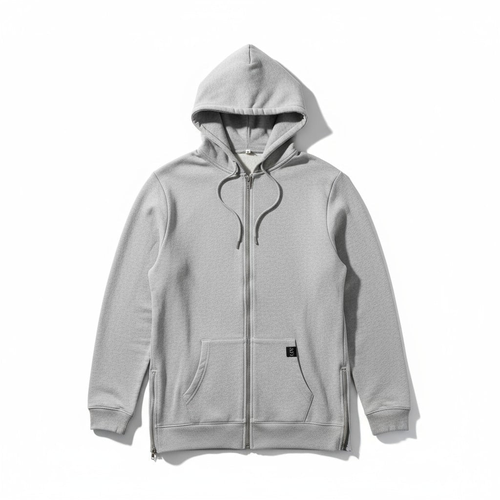 Sweat à capuche zippé gris – confort urbain et style minimaliste