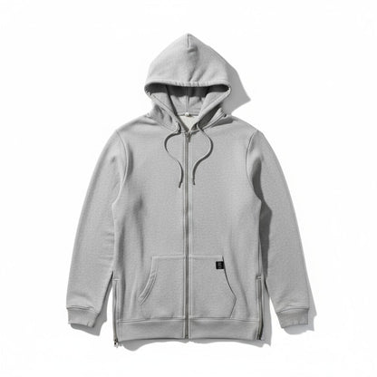 Sweat à capuche zippé gris – confort urbain et style minimaliste