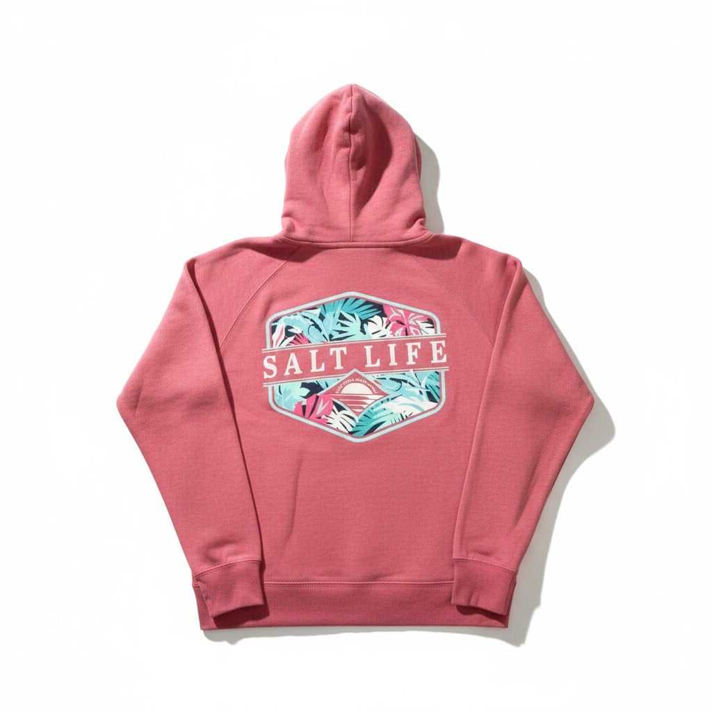 Sweat à capuche rose “Salt Life” – douceur et style décontracté