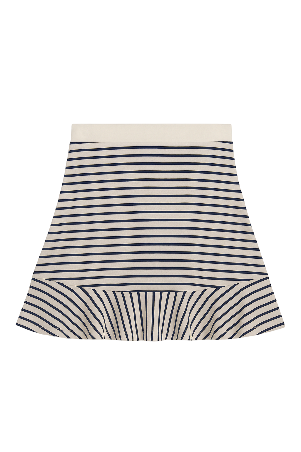 Jupe courte marinière à rayures bleu marine et blanches – Style chic et décontracté