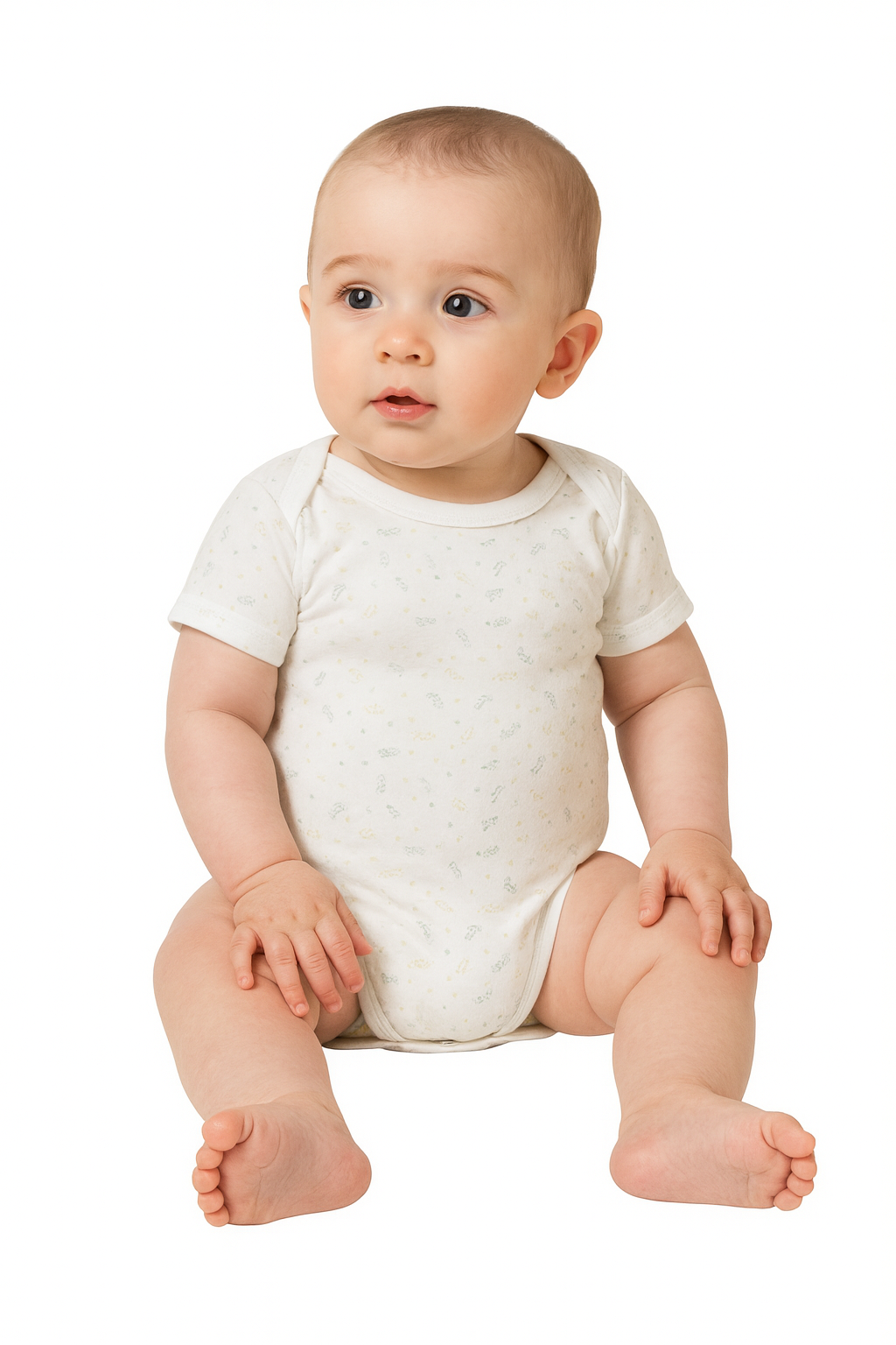 Body bébé blanc à motifs friandise verts et jaunes