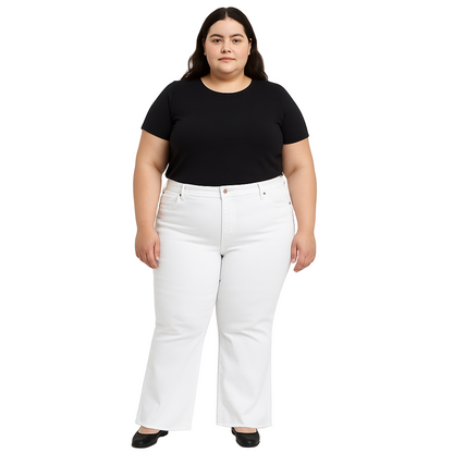 Jean blanc femme évasé taille haute – Coupe bootcut élégante