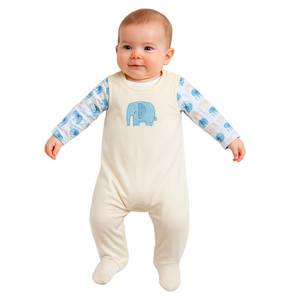 Pyjama bébé mixte à motif éléphant – Ensemble doux 2 pièces