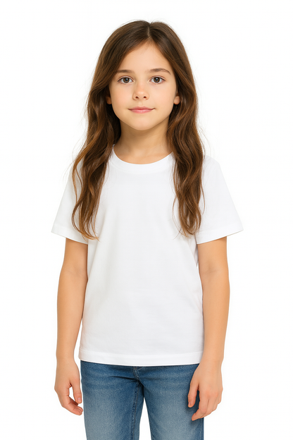 T-shirt blanc enfant – 100 % coton hypoallergénique, doux et respirant
