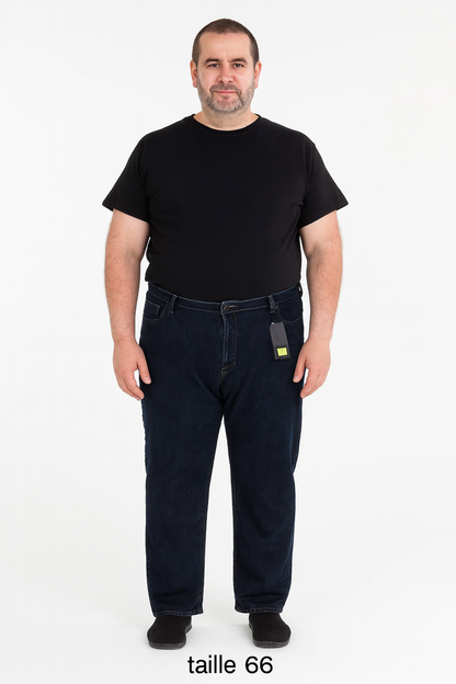 Jean homme grande taille bleu foncé – Coupe droite confortable et extensible