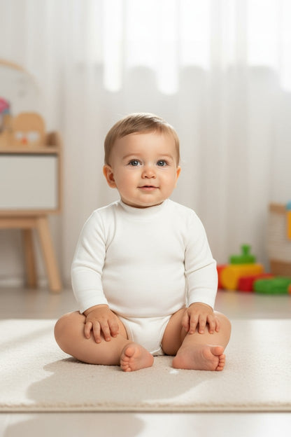 Body blanc à manches longues pour bébé – coton doux et confortable