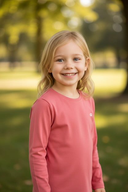 T-shirt à manches longues pour fille – rose corail doux