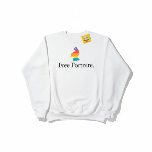 Sweat blanc “Free Fortnite” – édition limitée, logo coloré