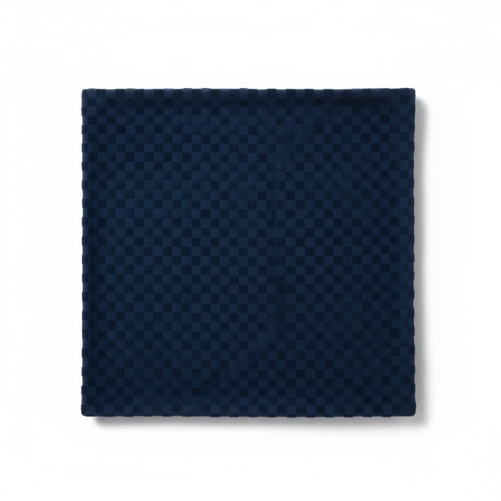 Housse de coussin bleu marine – Motif à carreaux texturés