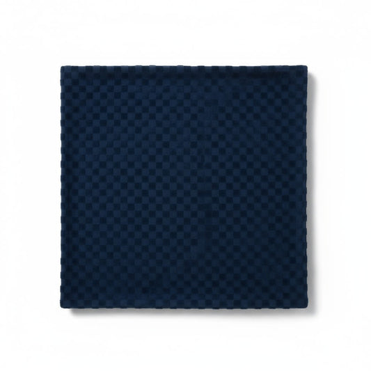 Housse de coussin bleu marine – Motif à carreaux texturés