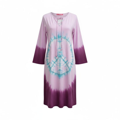 Robe tie-dye violette et rose – motif Peace and Love