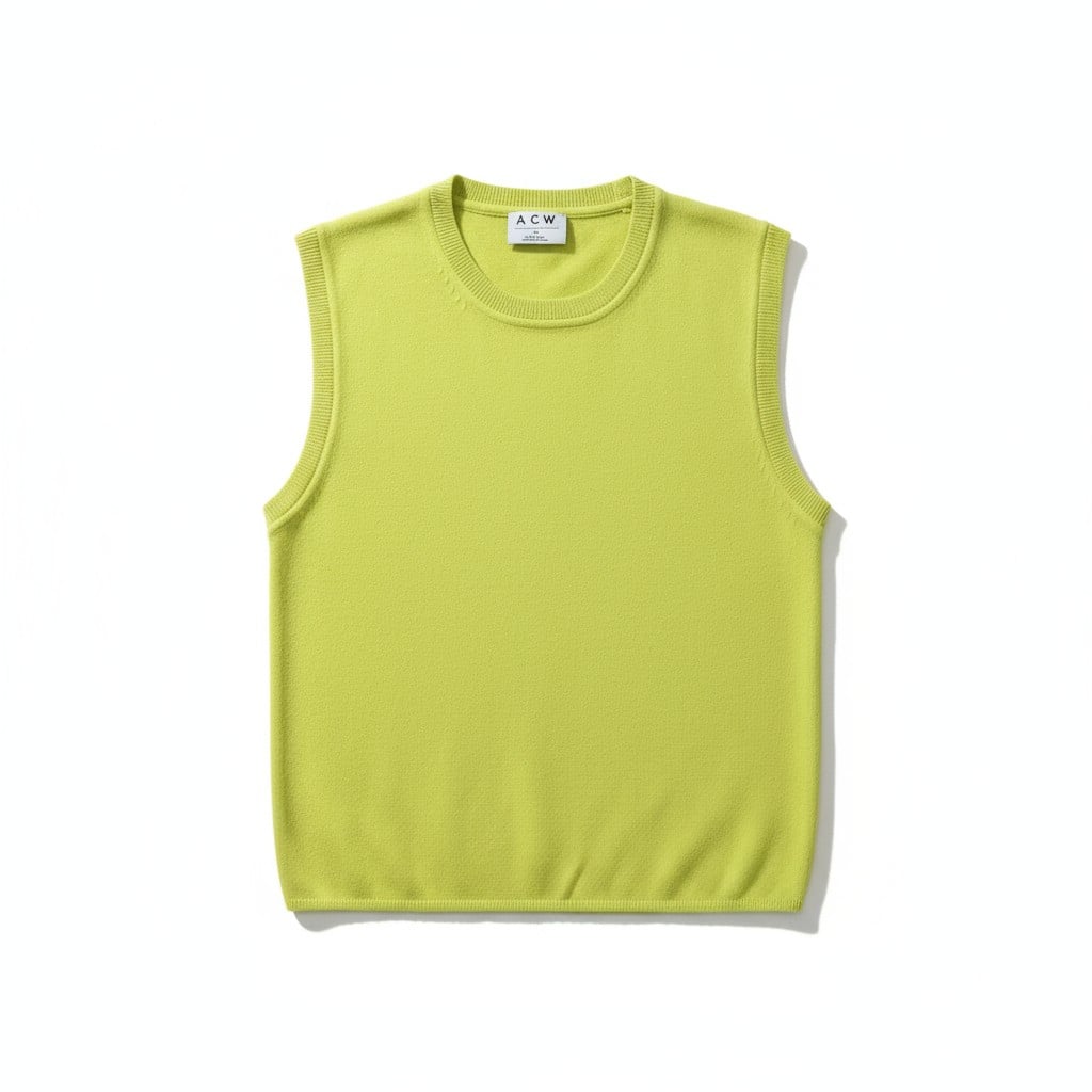 Débardeur court sans manches vert citron – Style minimaliste moderne