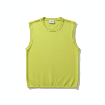 Débardeur court sans manches vert citron – Style minimaliste moderne