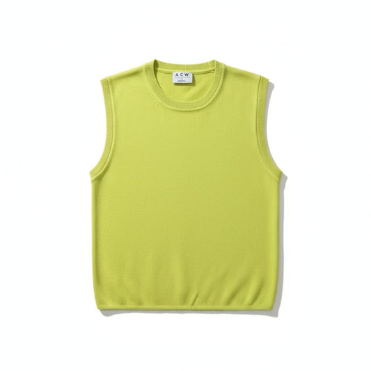 Débardeur court sans manches vert citron – Style minimaliste moderne