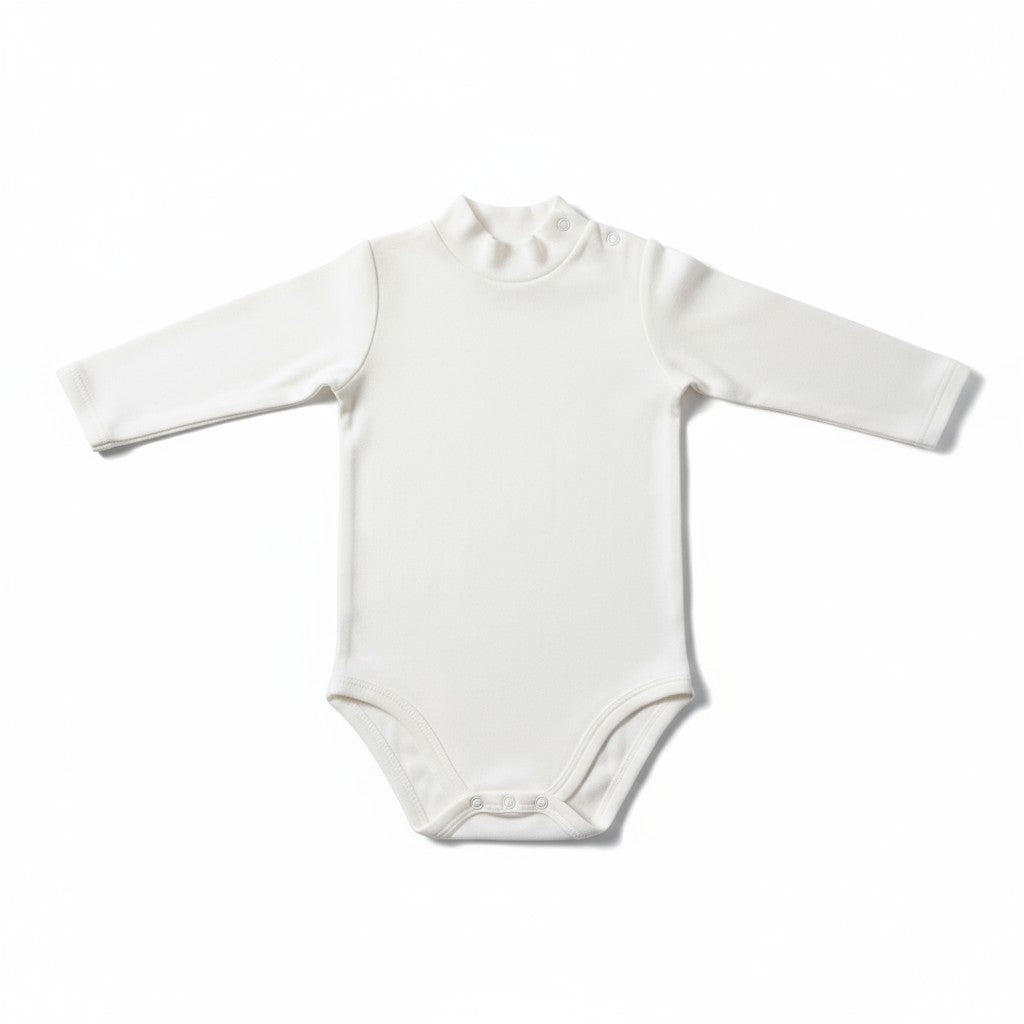 Body bébé col roulé beige – 100 % coton chaud