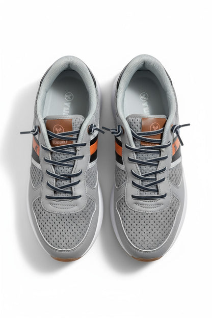 Baskets mixte grises avec détails orange et noir – Style urbain et confort absolu