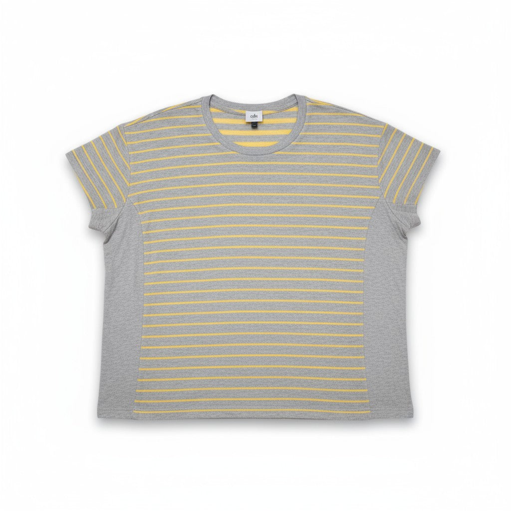 T-shirt rayé gris et jaune – Confort doux et style casual