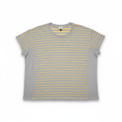 T-shirt rayé gris et jaune – Confort doux et style casual
