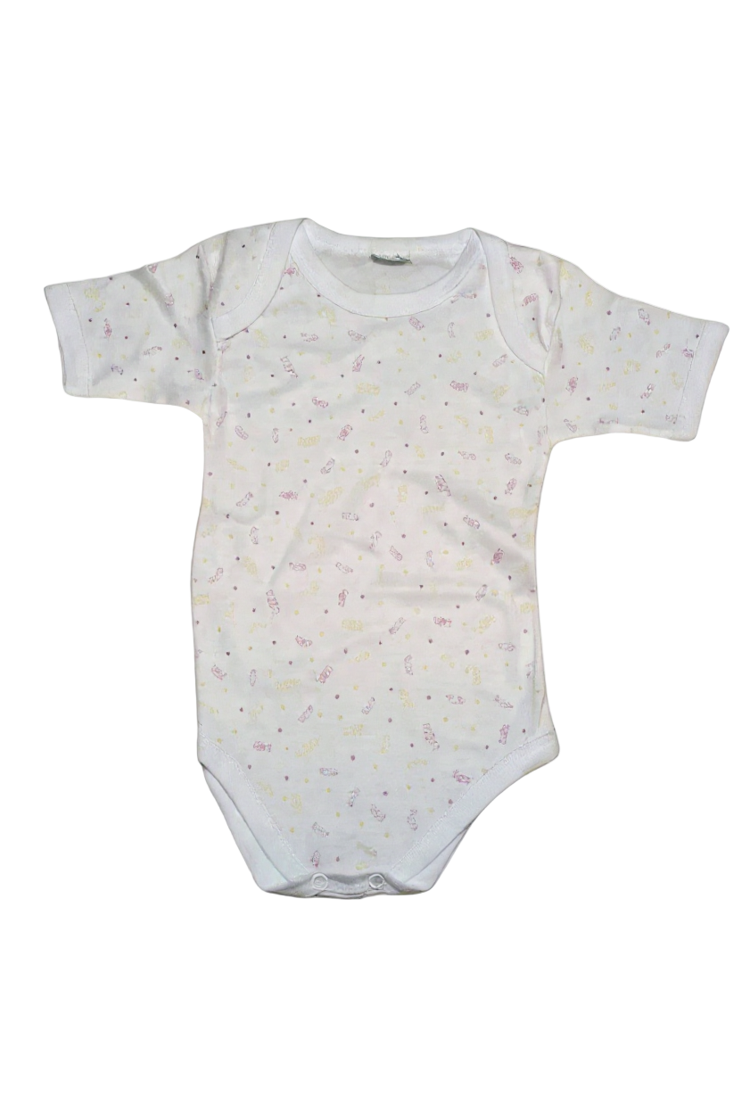Body bébé blanc à motifs friandises – Manches courtes