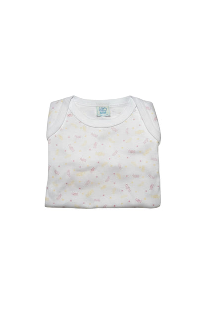 Body bébé blanc à motifs friandises – Manches courtes