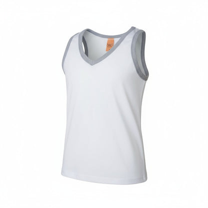 Débardeur enfant blanc à bord gris – Doux et respirant