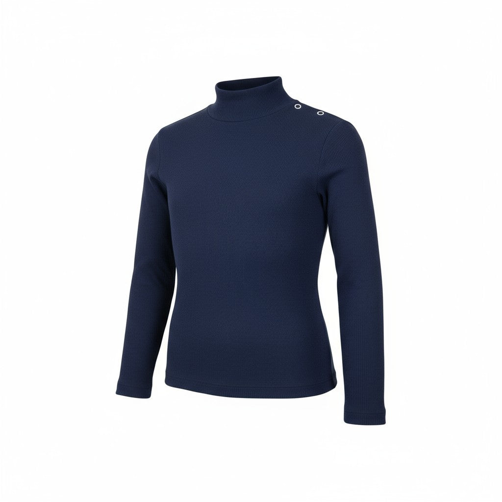 Sous-pull bébé bleu marine à col roulé – 100 % coton chaud